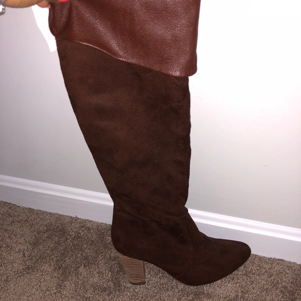 Brown fold down boots